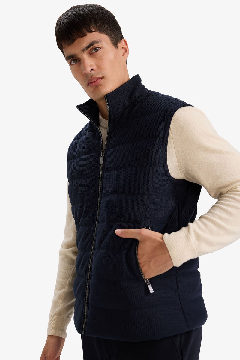 DeFacto Blue Man Slim Fit High Neck Lined Vest Casual - Image 3